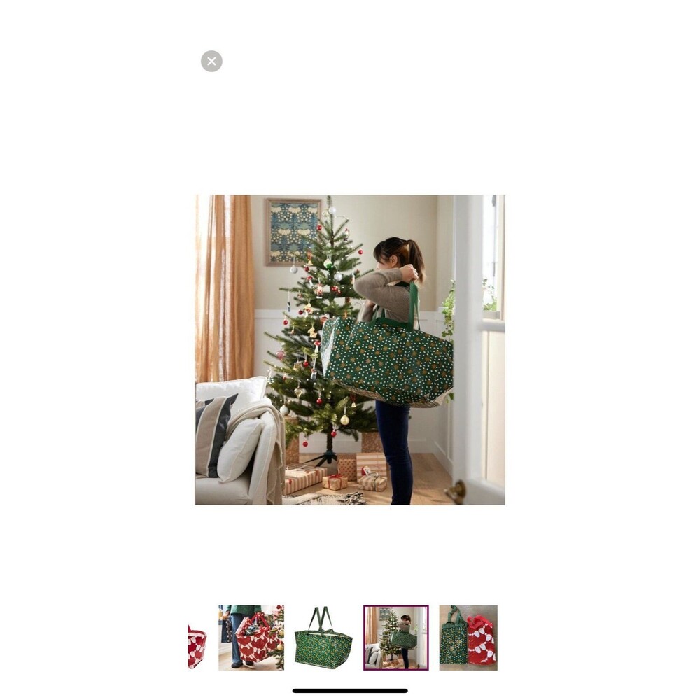 IKEA Vinterfint Bags Set of 2 NEW Red Storage w/Zipper & Green Tote Fast Ship - Picture 5 of 5